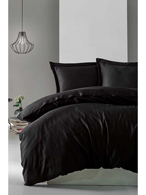 Varol Pamuk Box Elegant Saten Çift Kişilik Nevresim Takımı Siyah - S000448092-23173