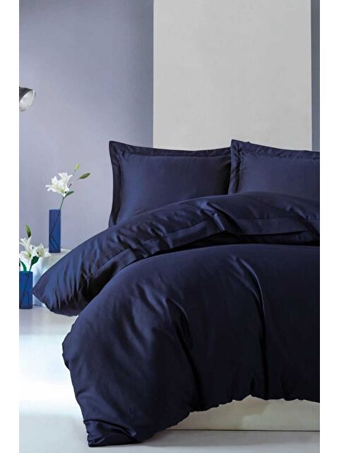 Varol Pamuk Box Elegant Saten Çift Kişilik Nevresim Takımı Lacivert - S000448098-23173