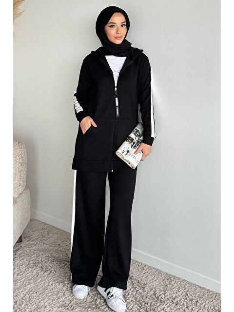 Julude Tesettür Fermuarlı Kapüşonlu Tunik Pantolon İkili Takım - S000491593-19351