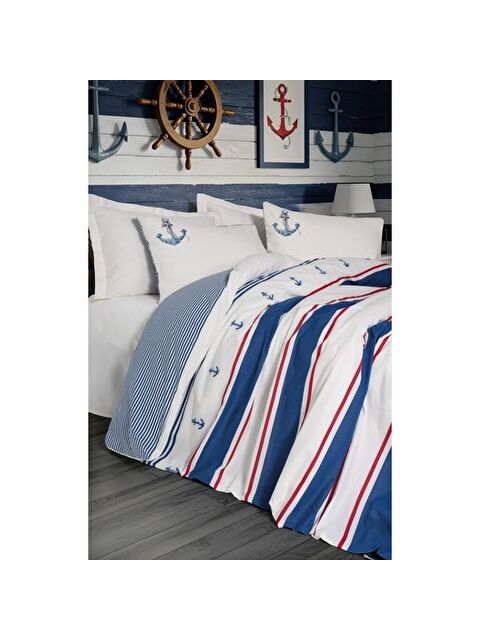 Varol Pamuk Box Maritime Çift Kişilik Nevresim Takimi Brine Ekru - S000448295-23173