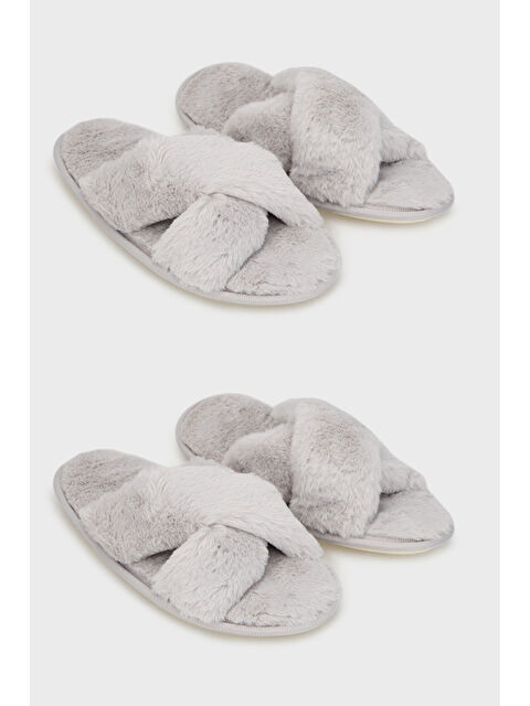 Lela Yumuşak Dokulu Çapraz Pelüş 2' li Paket Terlik 6722001S2 - S000484679-20600