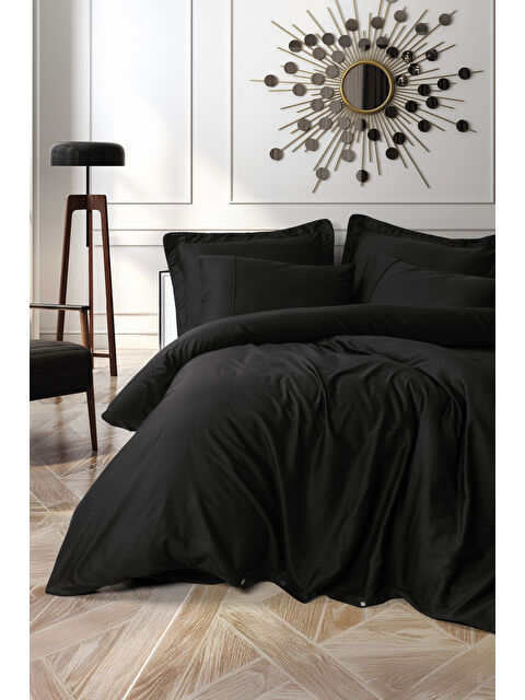Varol Pamuk Box Silky Saten Çift Kişilik Nevresim Takımı Siyah - S000448109-23173