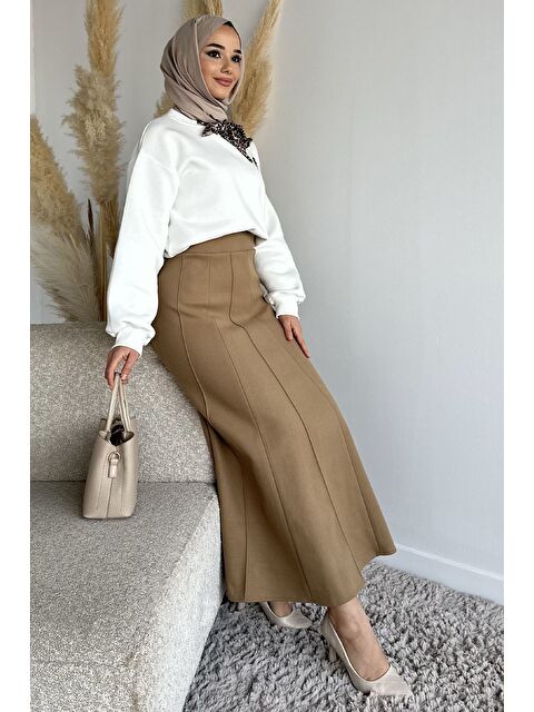 Julude Bel Lastikli Çimalı Kaşe Tesettür Etek - S000491568-19928