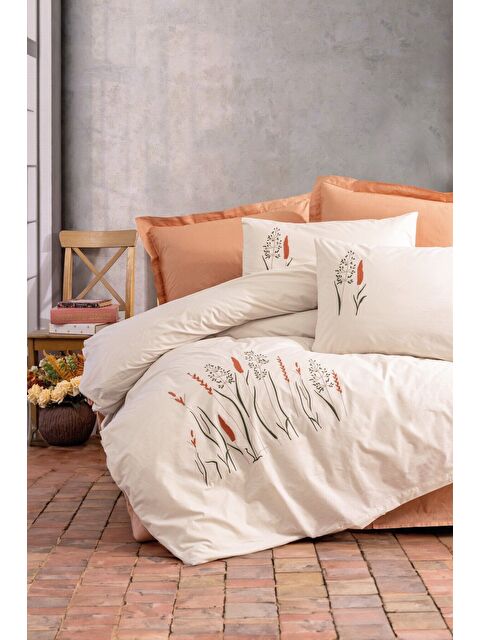 Varol Pamuk Box Brode Serisi Çift Kişilik Nevresim Takımı Maia Karamel - S000448112-23173