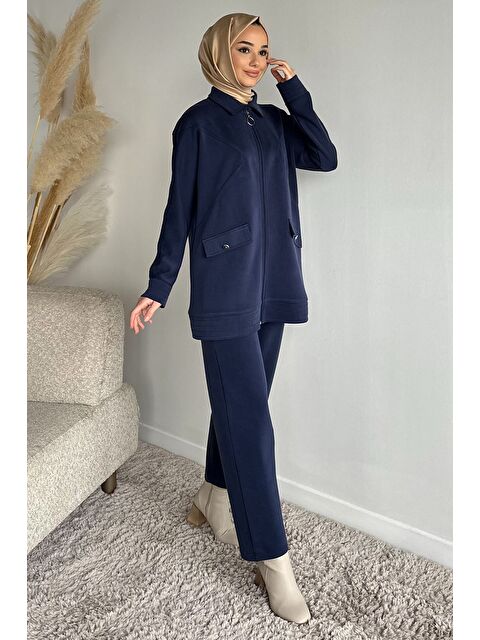 Julude Ön Fermuarlı Tunik Bel Lastikli Pantolon Tesettür İkili Takım - S000491580-21164