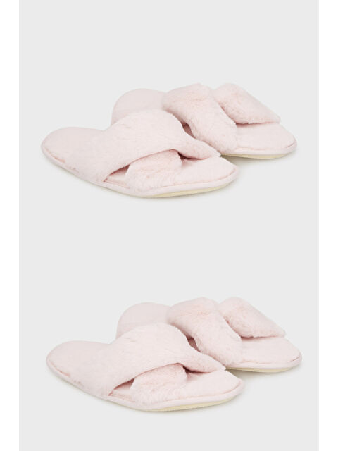 Lela Yumuşak Dokulu Çapraz Pelüş 2' li Paket Terlik 6722001S2 - S000484679-7152