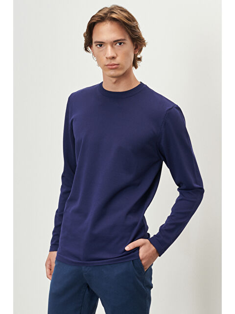 Altınyıldız Classics Erkek Lacivert Standart Fit Normal Kesim Bisklet Yaka Triko Kazak - S000403756-21164