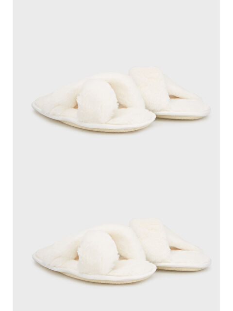 Lela Yumuşak Dokulu Çapraz Pelüş 2' li Paket Terlik 6722001S2 - S000484679-19965