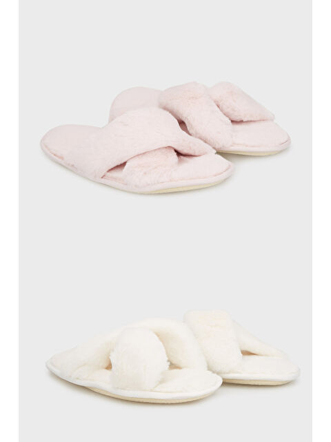 Lela Yumuşak Dokulu Çapraz Pelüş 2' li Paket Terlik 6722001S2 - S000484679-5404