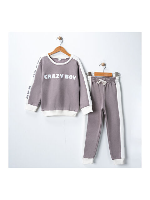 Harika Kids Erkek Çocuk Baskılı 3 İplik Şardonlu Kalın Eşofman Takımı - S000258359-29351