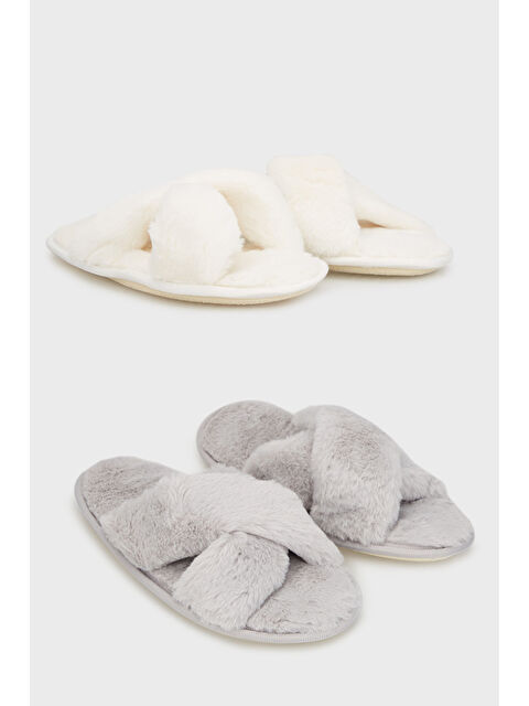 Lela Yumuşak Dokulu Çapraz Pelüş 2' li Paket Terlik 6722001S2 - S000484679-6413