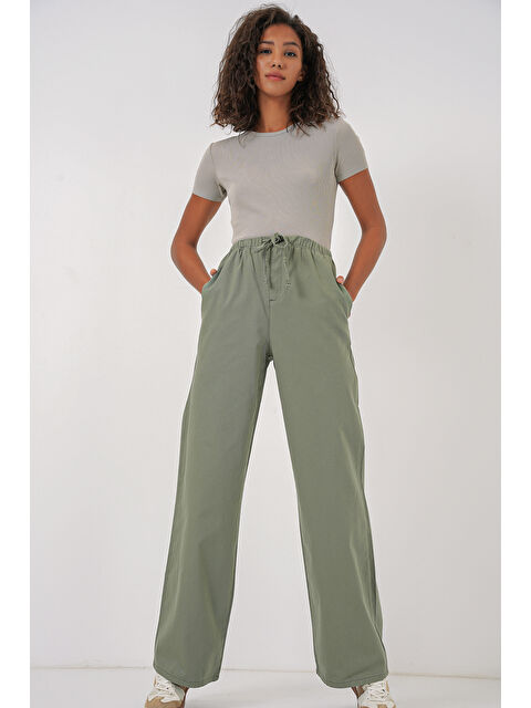 Bigdart 6690 Kadın Bol Paça Yüksek Bel Pantolon - Çağla - S000315974-5236