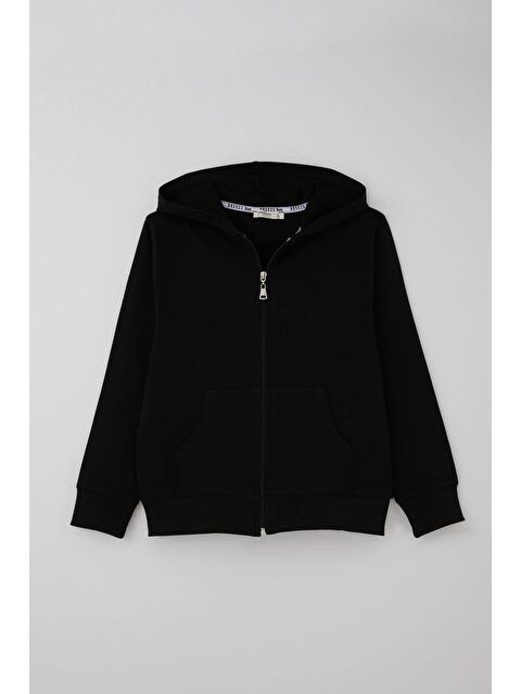 Breeze Erkek Çocuk Hırka Basic Kapüşonlu Fermuarlı Siyah (6-10 Yaş) - S000502003-19351