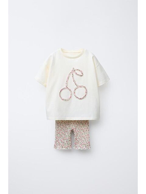 Monila Kız Çococuk Kiraz Aplike Detaylı Şortlu Altüst Takım - S000516252-37662