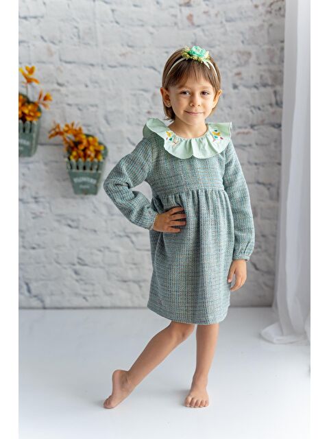 Mi·ni·ni·o Kız Bebek Yaka Detaylı Dokuma Elbise - S000325805-18194