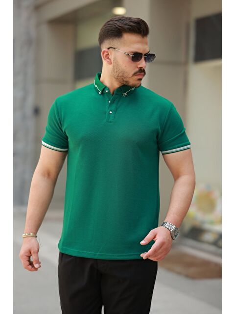 Jane's Erkek Düğmeli Yaka Waffle Kumaş Kısa Kollu Tişört