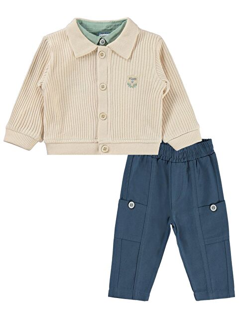 Kumru Hırka Nakışlı Gömlek Pantolon 6-18 Ay Takım - Yeşil 9-12 Ay - S000512785-1180