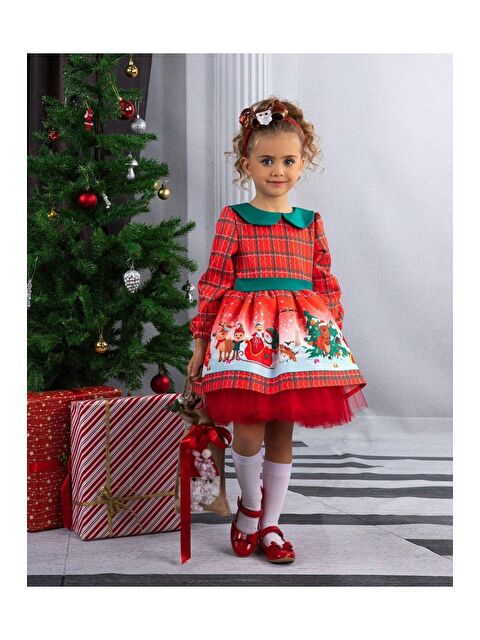 Magu Kız Çocuk Bebe Yakalı Yılbaşı Temalı Kabarık Tüllü Elbise - S000492061-23173