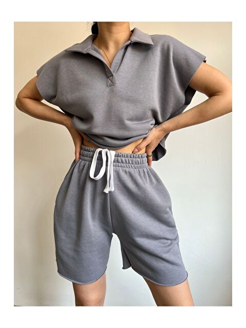 Mai Collection Polo Yaka Duman Şort Takım - S000511846-20600