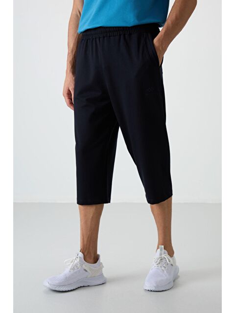 Tommylife Lacivert Pamuklu Yumuşak Dokulu Standart Fit Nakışlı Erkek Kapri - 83102 - S000160190-21164