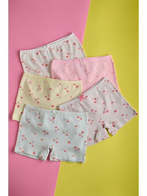 Katia And Bony Kız Çocuk 5 Li Paket Çiçek Desenli Boxer Çok Renkli - S000383542-23173