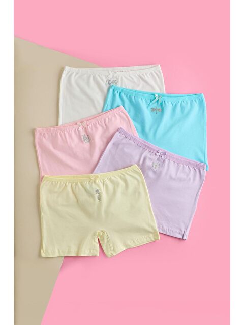 Katia And Bony Kız Çocuk  5 Li Paket Fiyonk Detaylı Boxer Çok Renkli - S000383544-23173
