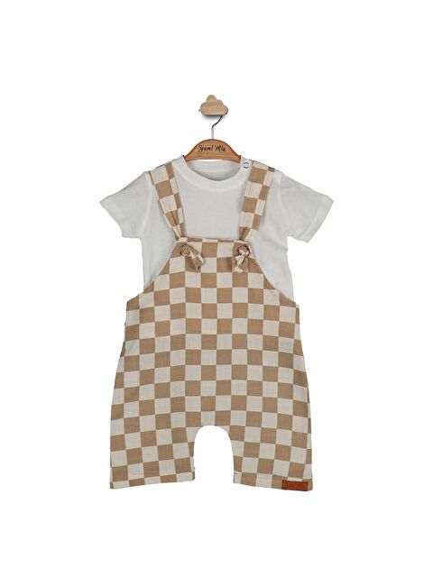 Yami Mia Damalı Keten Bebek Salopet Takım - S000132722-19965