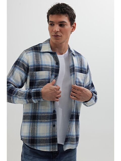 TUDORS Regular Fit Normal Kesim Çift Cepli Kışlık Oduncu Kareli Erkek Gömlek - S000520293-23173