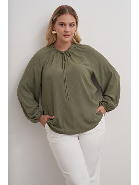 Mylinemoda Parıltılı İplikli Bağcıklı Bluz - S000298671-18547