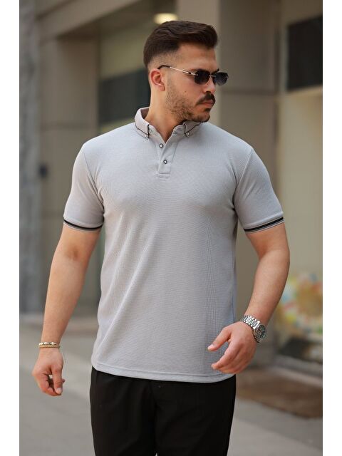 Jane's Erkek Düğmeli Yaka Waffle Kumaş Kısa Kollu Tişört