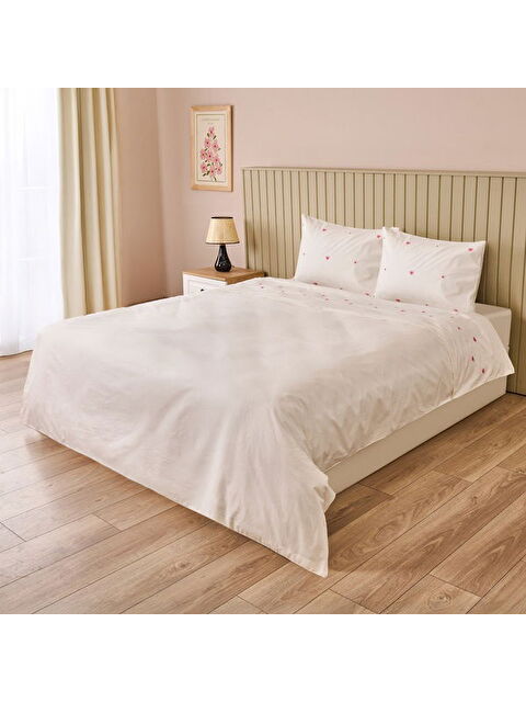 Evidea Soft Elenya Çift Kişilik Nevresim Takımı - Beyaz