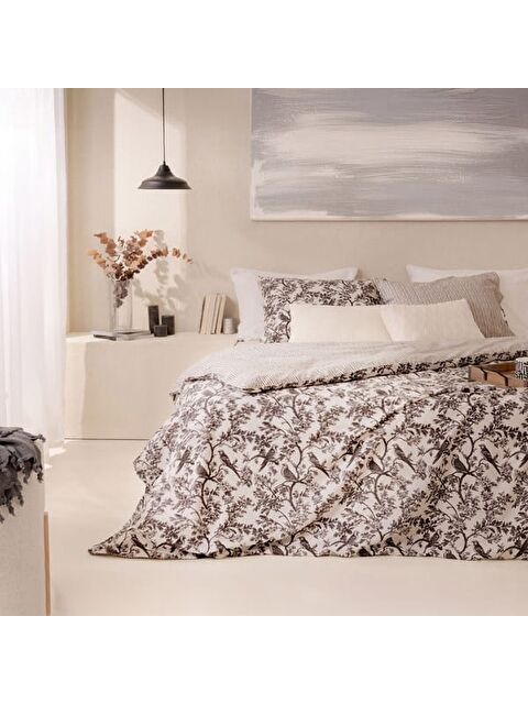 Evidea Soft Peace Çift Kişilik Nevresim Takımı - Beyaz / Antrasit - S000511860-37421