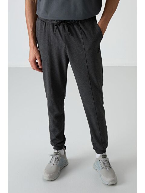 Tommylife Antrasıt Melanj Pamuklu Yumuşak Dokulu Comfort Fit Nakışlı  Jogger - 82123 - S000160263-29666