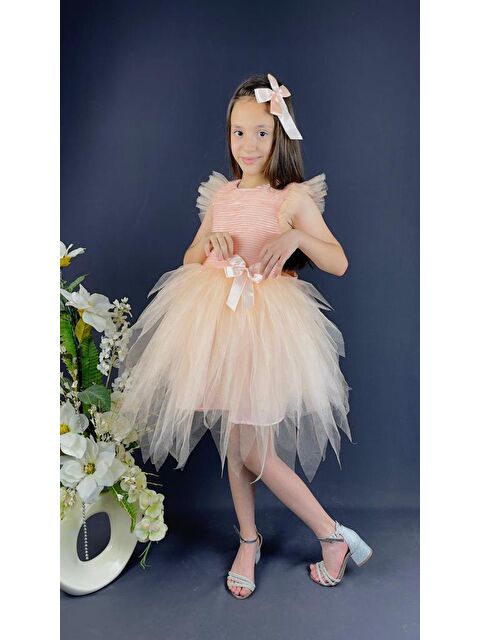 Mnk Baby & Kids Mnk Tüllü Kırçıllı Kız Çocuk Parti Elbisesi - S000390127-7152