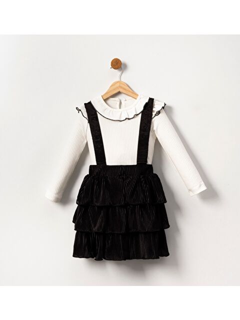 Mnk Baby & Kids Kadife Salopet Askılı Kız Etekli Takım MNK2147 - S000390129-19351