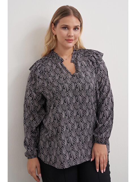 Mylinemoda Gipe Detaylı Desenli Bluz - S000298672-19351