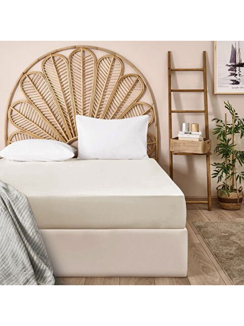 Evidea Soft Basic Çift Kişilik Düz Kenar Çarşaf - Ekru - 240x260 cm - S000511869-19965