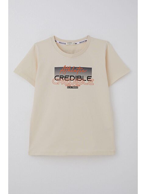 Breeze Erkek Çocuk Tişört Yazı Baskılı Sırt Kısmı Baskı Detaylı Krem (10-16 Yaş) - S000502010-19966