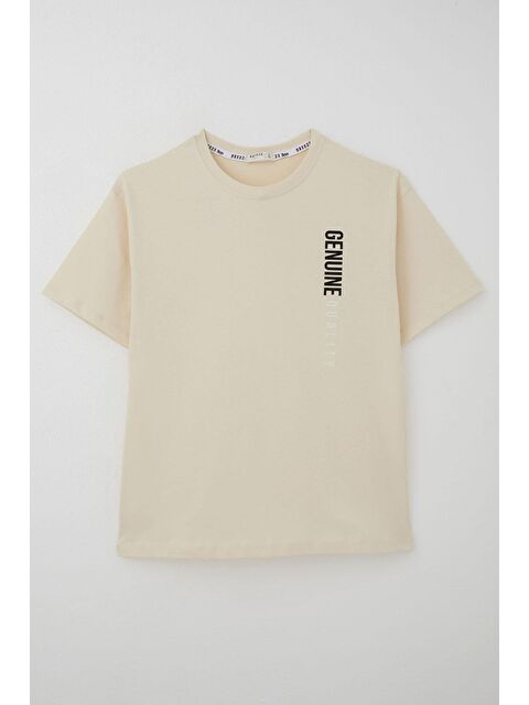 Breeze Erkek Çocuk Tişört Sırt Kısmı Yazı Baskılı Krem (9-14 Yaş) - S000502011-19966