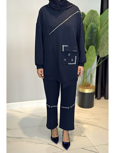 Remsa Taş ve Fermuar Detaylı Modal Takım 120276 Lacivert - S000463158-21164