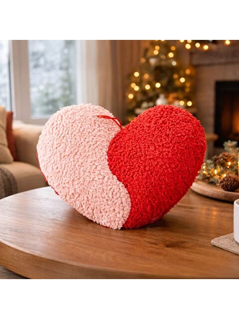 Evidea Soft Yinyang Kalp Figürlü Yastık - Pembe / Kırmızı - 33x27 cm - S000511873-20024