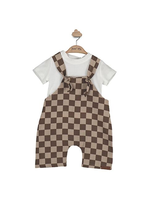 Yami Mia Damalı Keten Bebek Salopet Takım - S000132722-19928