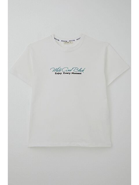 Breeze Erkek Çocuk Tişört Kabartma Yazı Baskılı Ekru (9-14 Yaş) - S000502015-19965