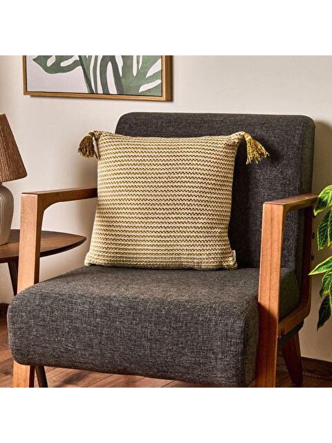 Evidea Soft Shiny Kırlent - Bej / Yeşil - 45x45 cm - S000511883-37220