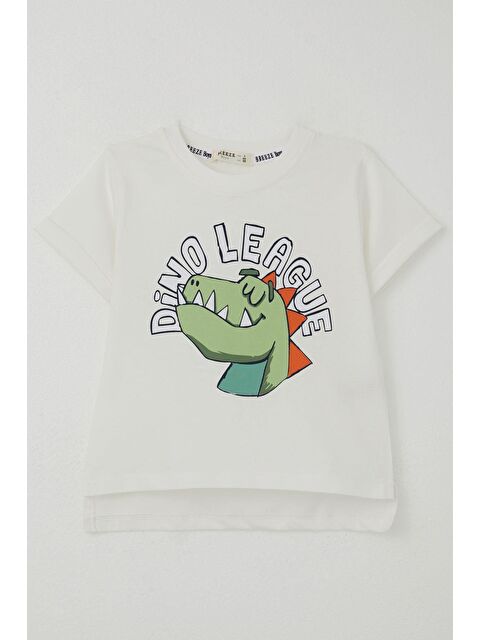 Breeze Erkek Çocuk Tişört Lig Yıldızı Dinozor Baskılı Ekru (2-6 Yaş) - S000502014-19965
