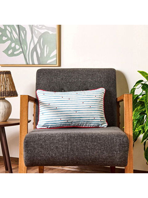 Evidea Soft Herz Kırlent - Beyaz / Mavi - 30x50 cm - S000511885-37234