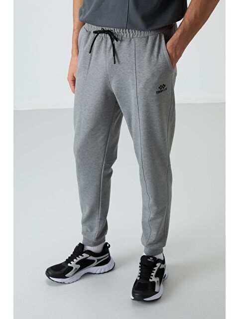Tommylife Gri Melanj Pamuklu Yumuşak Dokulu Comfort Fit Nakışlı  Jogger - 82123 - S000160263-74