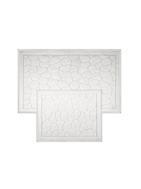 Bluenity Taş Doğal Pamuklu 2'li Banyo Paspas Seti 60x100+50x60 Cm - Beyaz - S000418566-20063