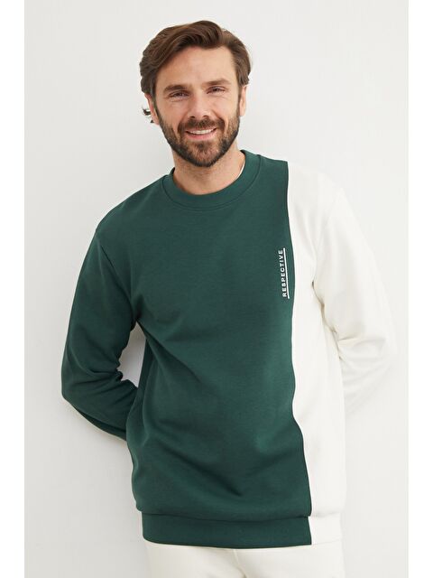 Fullamoda Respectıve Yazı Baskılı Renk Bloklu Büyük Beden Sweatshirt - S000434179-18194