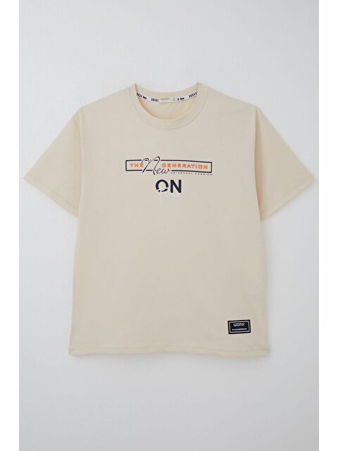 Breeze Erkek Çocuk Tişört Yazı Baskılı Arma Detaylı Krem (9-14 Yaş) - S000502018-19966